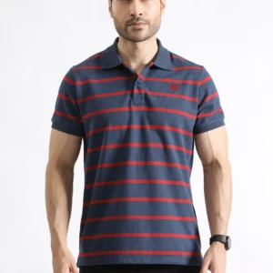Home Summer Navy Yarn Dyed Striped Polo
